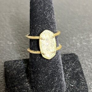 Kendra Scott Elyse Iridescent Drusy Gold Ring with Stone Size 7